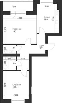 2-к квартира, вторичка, 64м2, 5/5 этаж