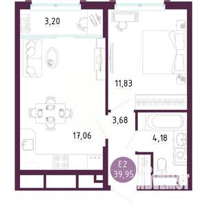 1-к квартира, вторичка, 40м2, 5/10 этаж