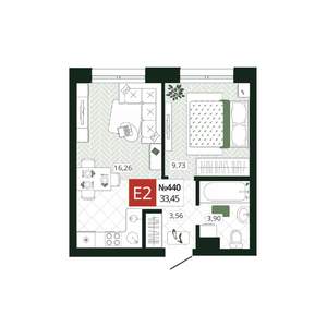 1-к квартира, вторичка, 33м2, 6/19 этаж