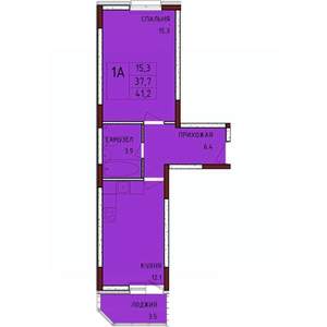 1-к квартира, строящийся дом, 41м2, 17/17 этаж