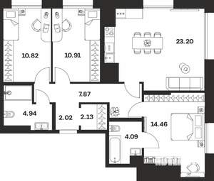 3-к квартира, вторичка, 80м2, 7/10 этаж