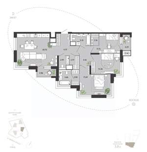 3-к квартира, вторичка, 118м2, 14/21 этаж