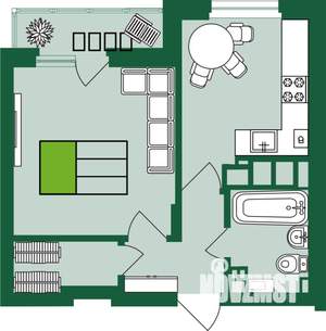 1-к квартира, строящийся дом, 36м2, 7/9 этаж