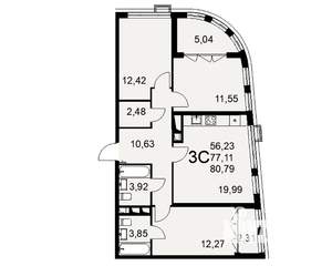 3-к квартира, вторичка, 81м2, 7/16 этаж