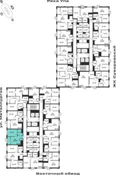 1-к квартира, строящийся дом, 39м2, 17/25 этаж