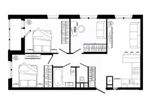 3-к квартира, строящийся дом, 77м2, 2/25 этаж