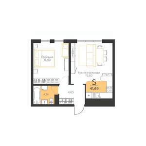 1-к квартира, строящийся дом, 42м2, 5/5 этаж