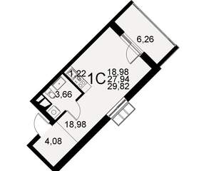 1-к квартира, строящийся дом, 28м2, 8/11 этаж