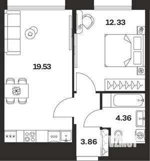 1-к квартира, вторичка, 40м2, 7/10 этаж
