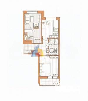 2-к квартира, вторичка, 53м2, 2/9 этаж